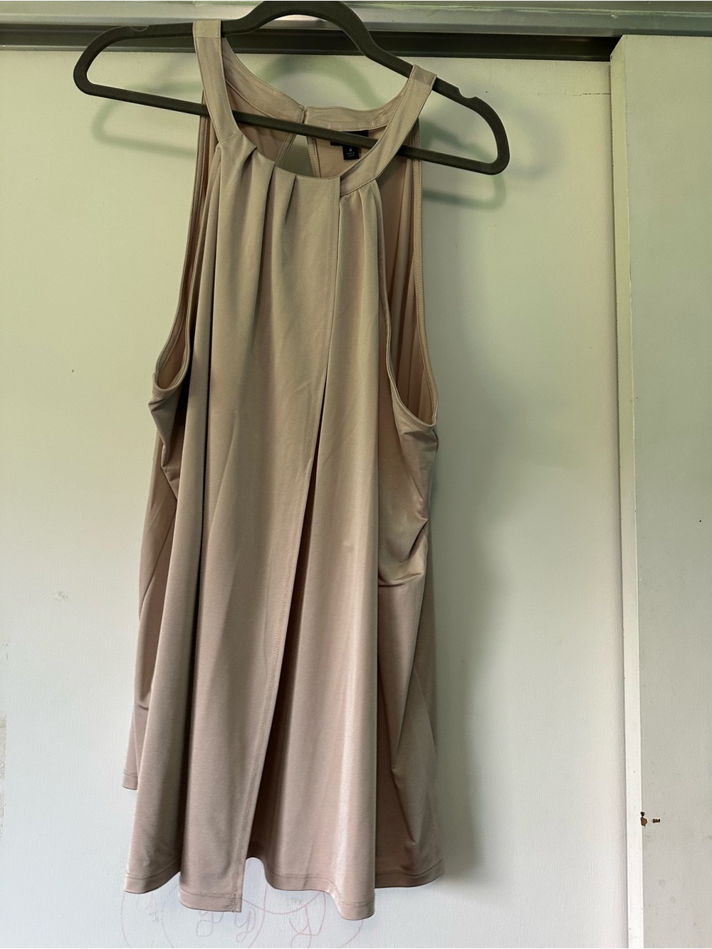 Light Taupe Sleeveless Pleated Sleeveless Blouse